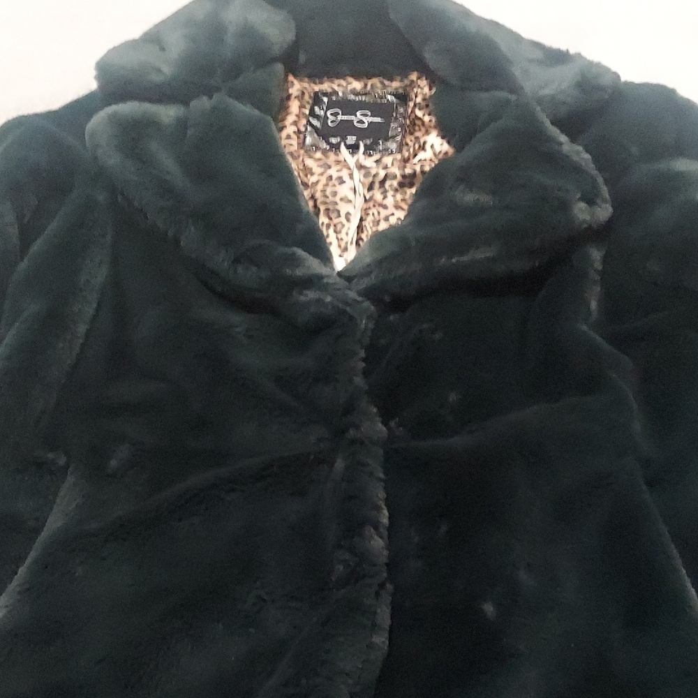 Jessica Simpson Forest Green Faux Fur Coat - Picture 4 of 17